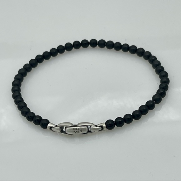 David Yurman Black Beaded Bracelet with Silver Clasp - Picture 2 of 4